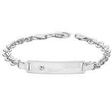 Load image into Gallery viewer, 925 Sterling Silver Baby Belcher ID Bracelet With Single Set Cubic Zirconia

