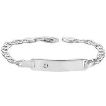 Load image into Gallery viewer, 925 Sterling Silver Baby Anchor ID Bracelet With Single Set Cubic Zirconia
