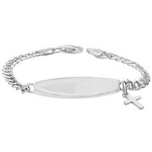Load image into Gallery viewer, 925 Sterling Silver Baby ID With Cross Charm Bracelet

