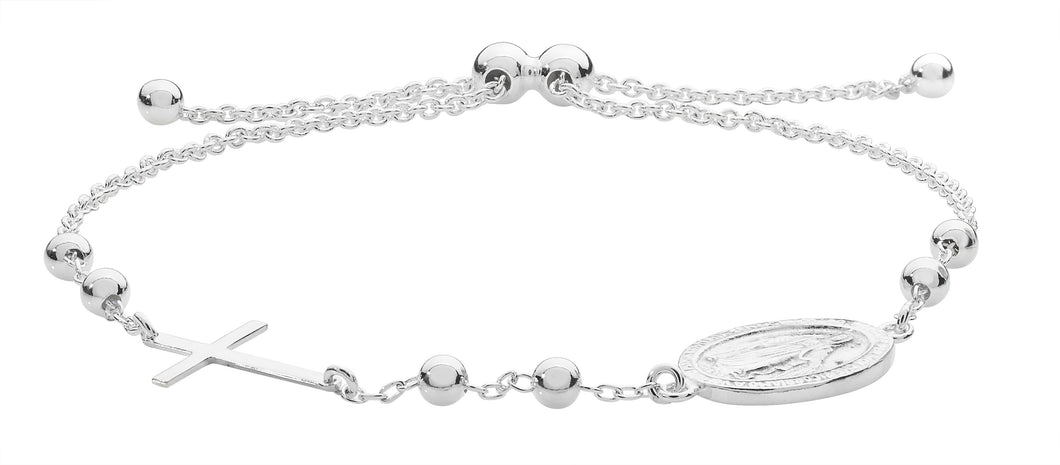 925 Sterling Silver Ladies Rosary Adjustable Bracelet
