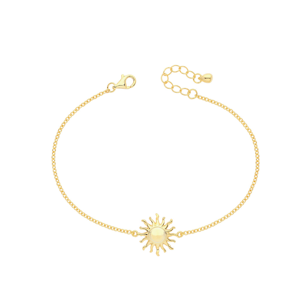 925 Sterling Silver Gold Plated Ladies Plain Sun Bracelet