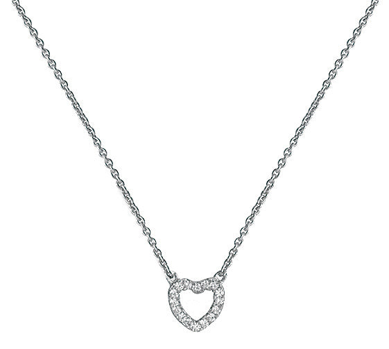 925 Sterling Silver Dainty Necklace With Cubic Zirconia Open Heart Pendant