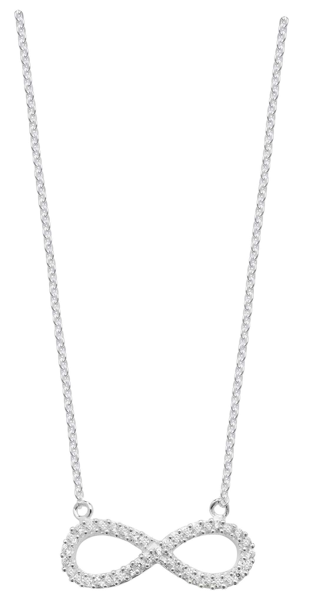 925 Sterling Silver Necklace With Cubic Zirconia Infinity Pendant