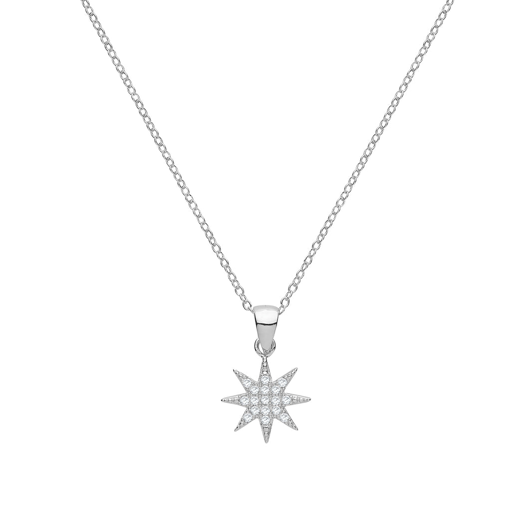 925 Sterling Silver Necklace With Cubic Zirconia Star Pendant
