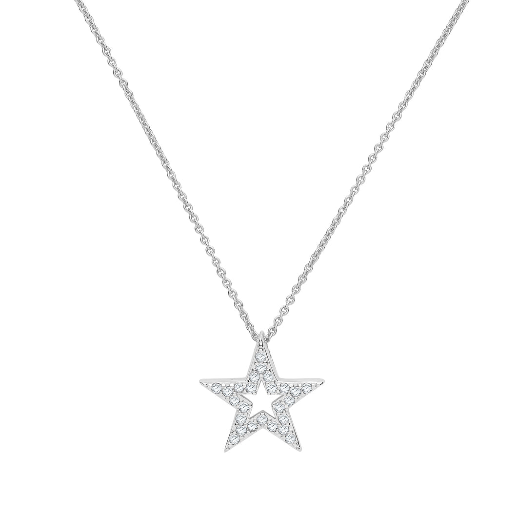 925 Sterling Silver Dainty Necklace With Cubic Zirconia Star Pendant