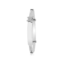 Load image into Gallery viewer, 925 Sterling Silver Expandable Bangle Diamond Cut With ID Plate Cubic Zirconia Butterfly
