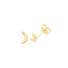 Load image into Gallery viewer, 925 Sterling Silver Gold Plated Plain Crescent Moon Stud Earrings
