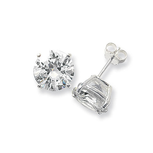 925 Sterling Silver 11mm Round Clear Cubic Zirconia Stud Earrings