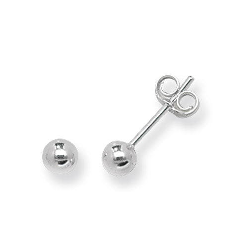 925 Sterling Silver 4mm Plain Round Ball Stud Earrings