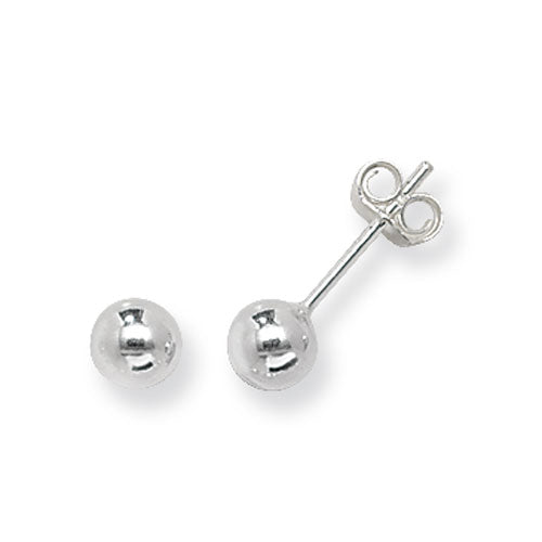 925 Sterling Silver 5mm Plain Round Ball Stud Earrings