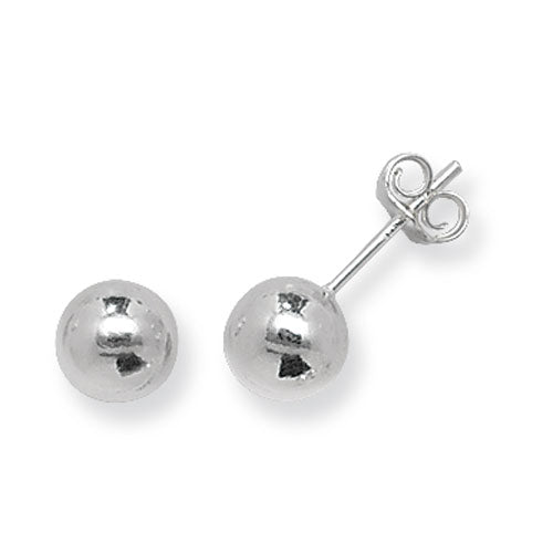 925 Sterling Silver 7mm Plain Round Ball Stud Earrings
