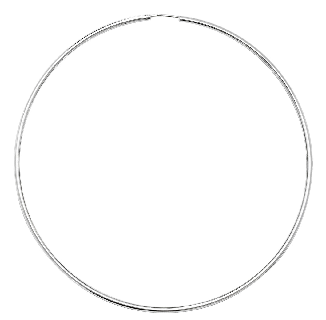 925 Sterling Silver Thin 80mm Plain Hoop Earrings