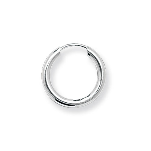 925 Sterling Silver Small Thin 15mm Plain Sleeper Hoop Earrings