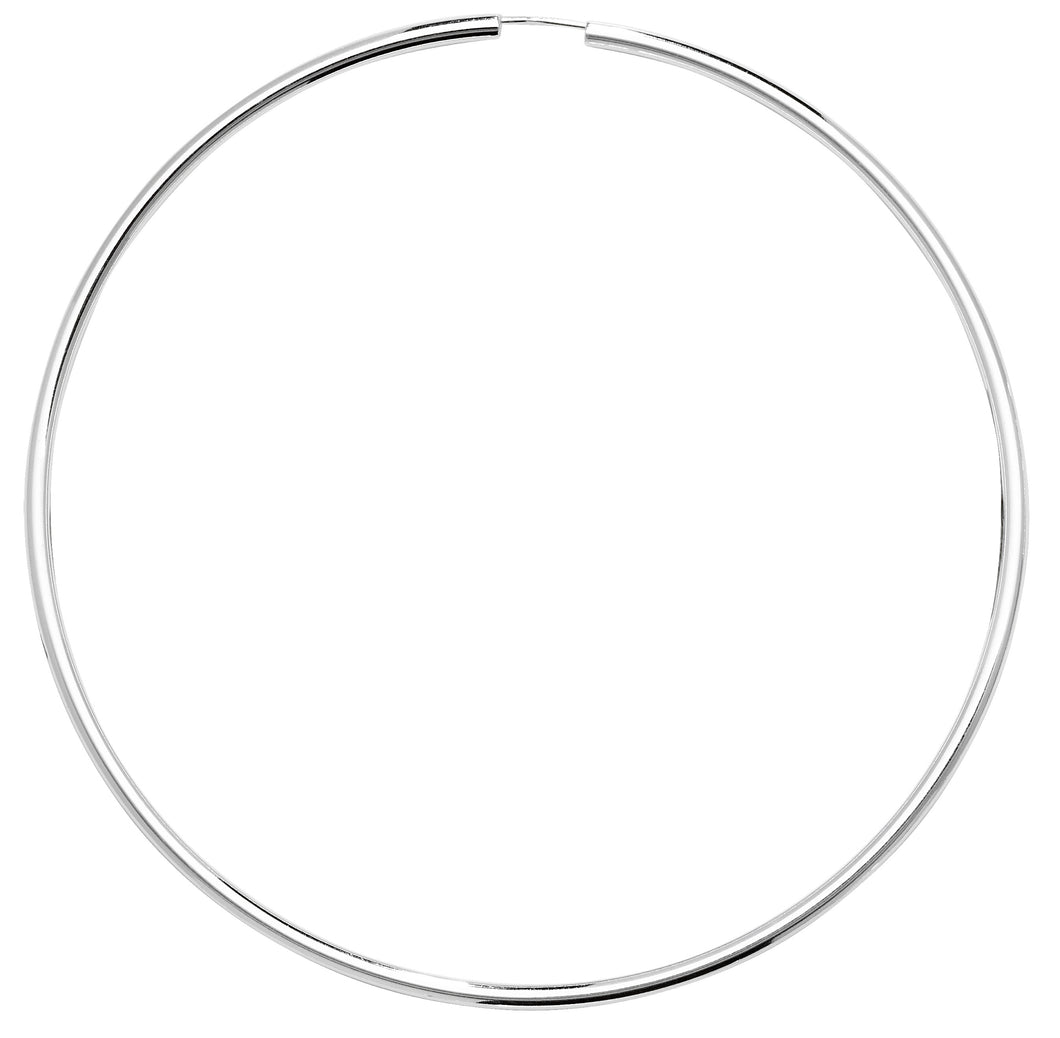 925 Sterling Silver Thin 80mm Plain Hoop Earrings