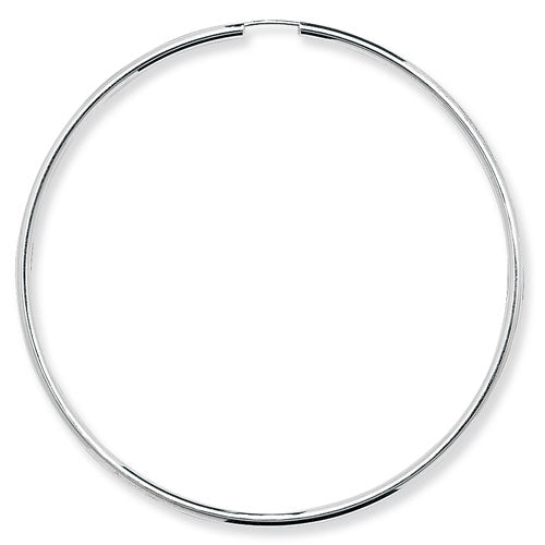 925 Sterling Silver Thin 70mm Plain Hoop Earrings