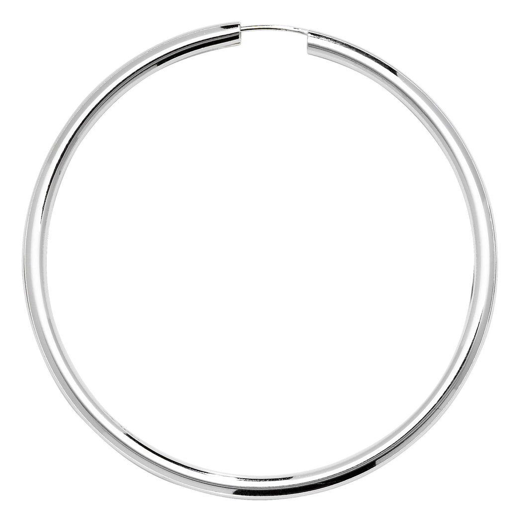 925 Sterling Silver 60mm Plain Hoop Earrings