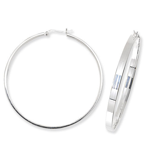 925 Sterling Silver Round 45mm Squared Off Hoop Earrings