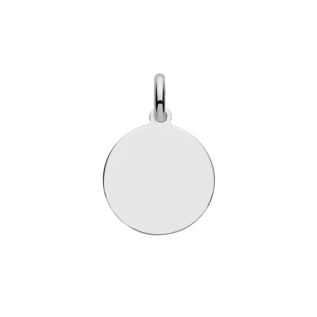 925 Sterling Silver Plain Solid 15mm Round Tag