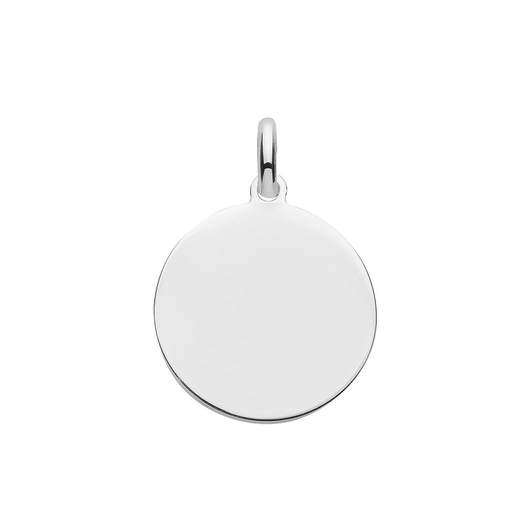 925 Sterling Silver Plain Solid 18mm Round Tag Pendant