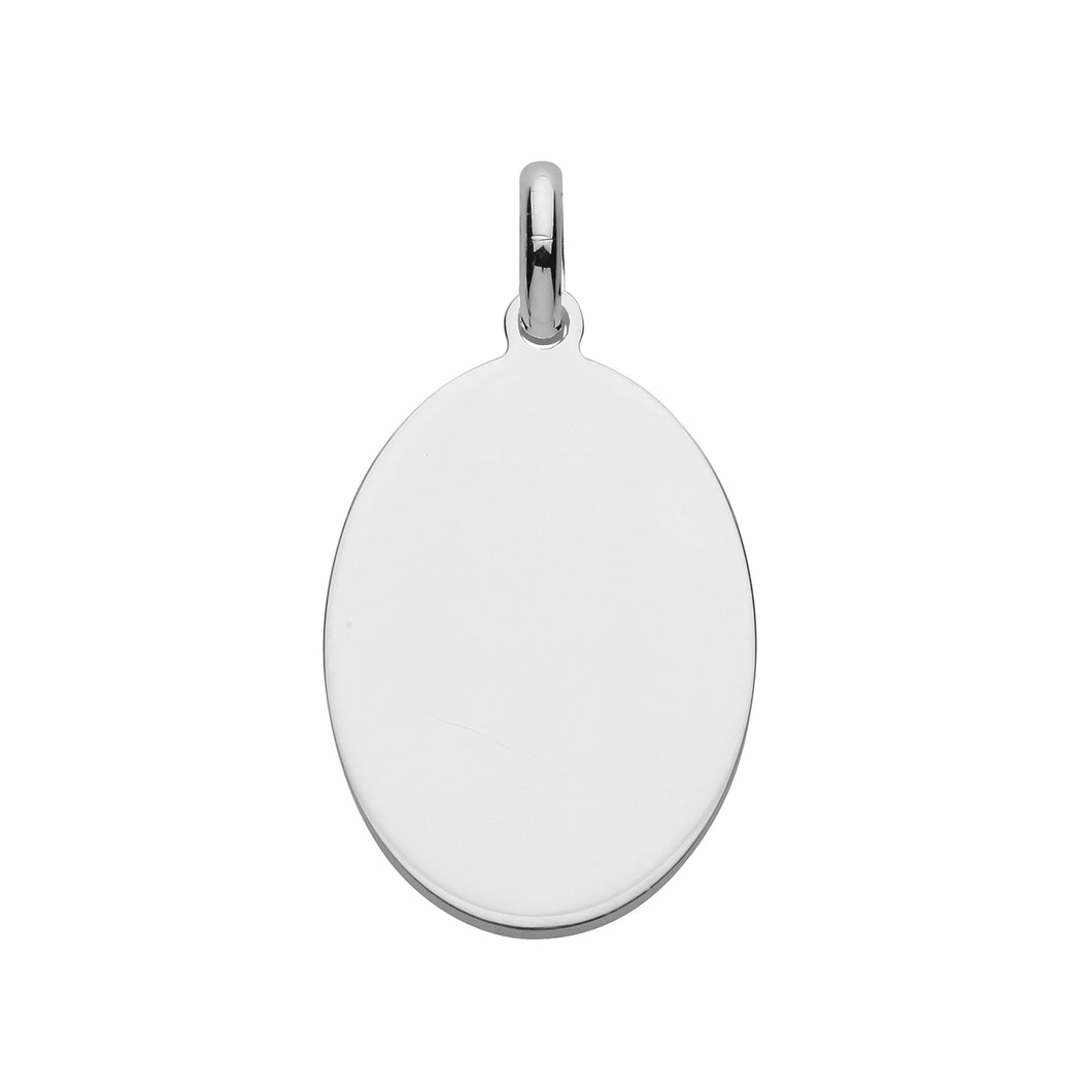 925 Sterling Silver Plain Solid Oval Tag Pendant