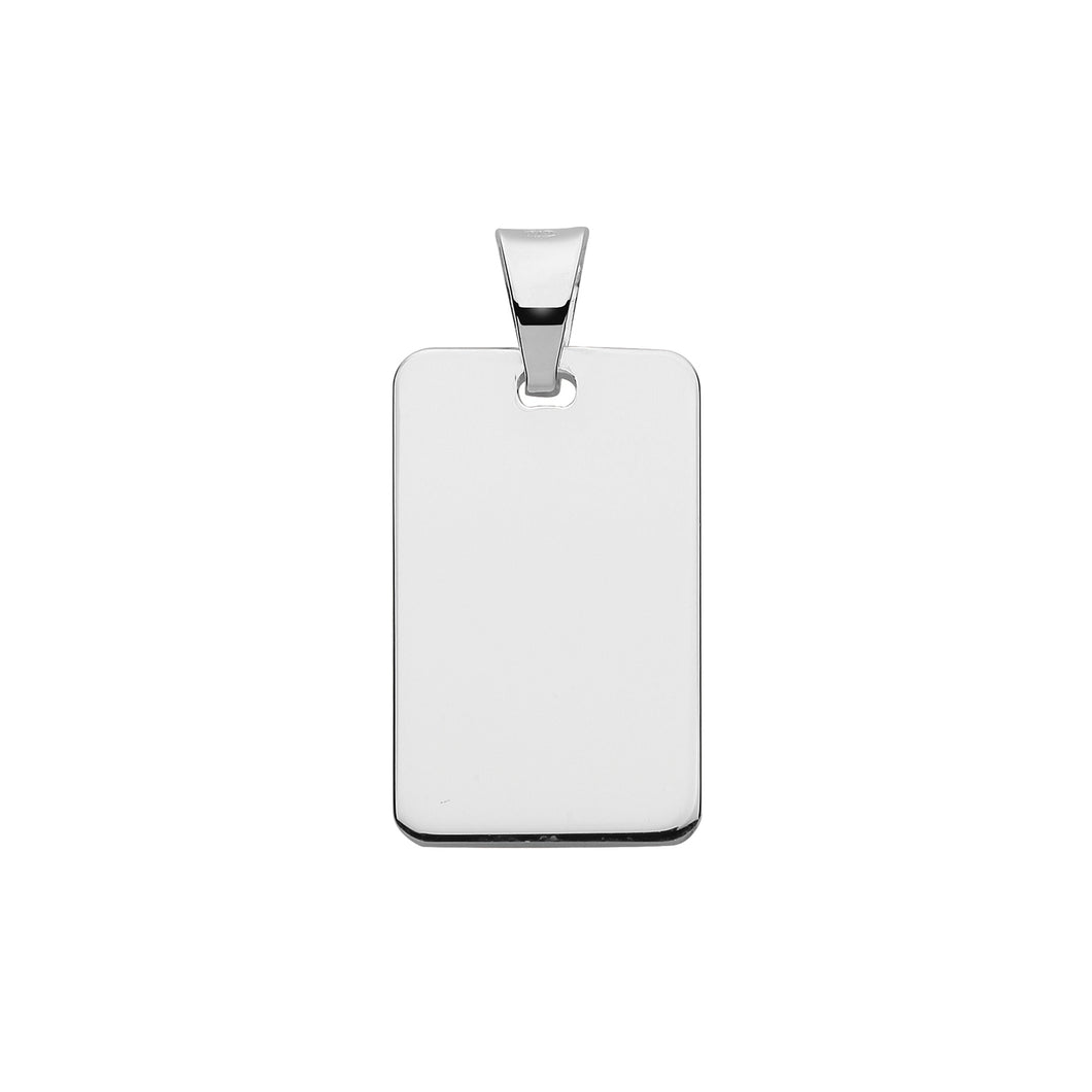 925 Sterling Silver Plain Solid Rectangular Tag Pendant