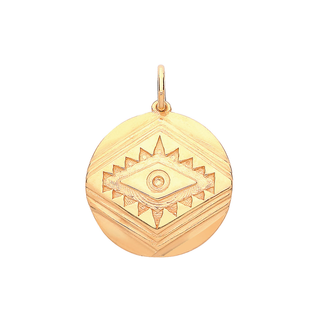 925 Sterling Silver Gold Plated Plain Evil Eye Pendant