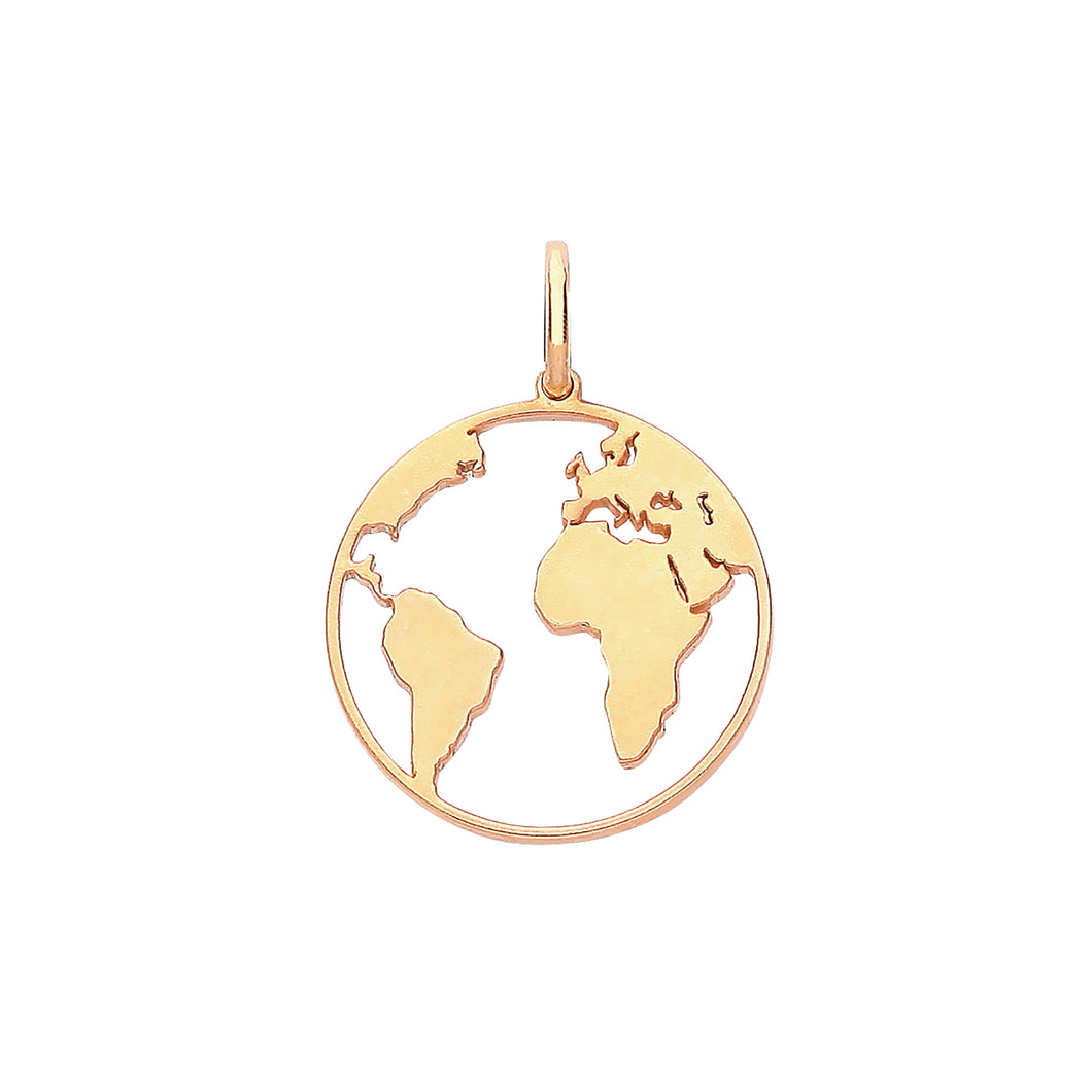 925 Sterling Silver Gold Plated Globe / World Map Pendant
