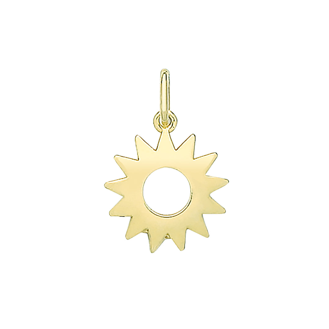 925 Sterling Silver Gold Plated Plain Sun Design Pendant