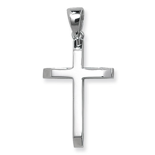 925 Sterling Silver Plain Polished Cross Pendant With Slanted Edges