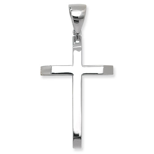 925 Sterling Silver Plain Polished Cross Pendant With Slanted Edges