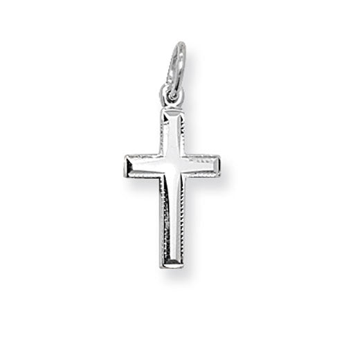925 Sterling Silver Plain Polished Cross Pendant With Fancy Edging