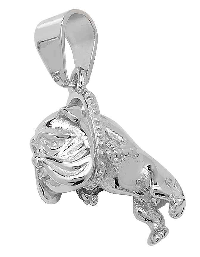 925 Sterling Silver Plain Bulldog Pendant