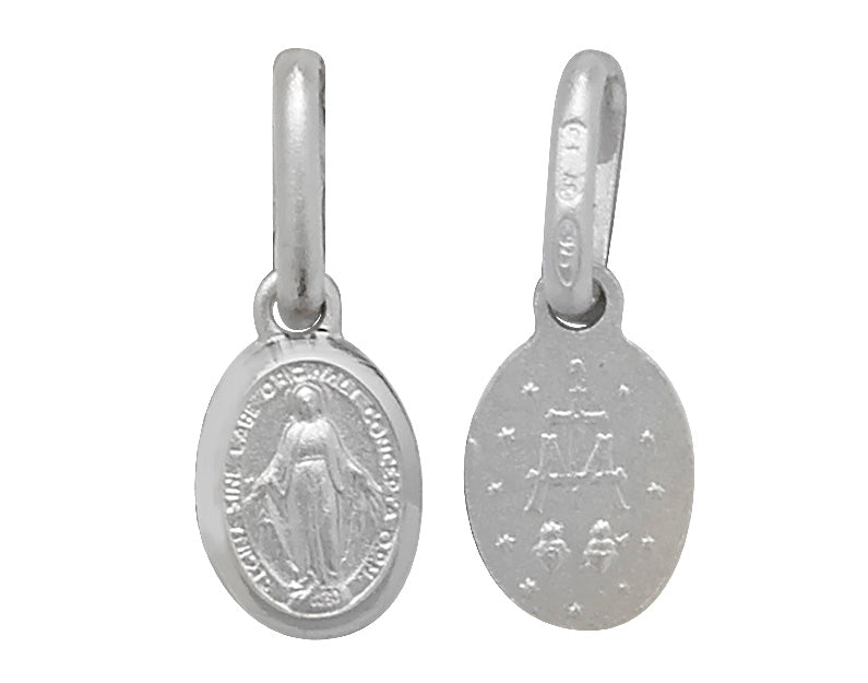 925 Sterling Silver Small Oval Madonna Pendant