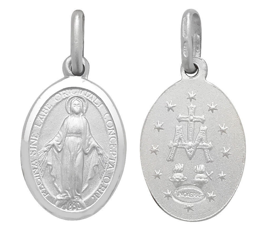 925 Sterling Silver Oval Madonna Pendant