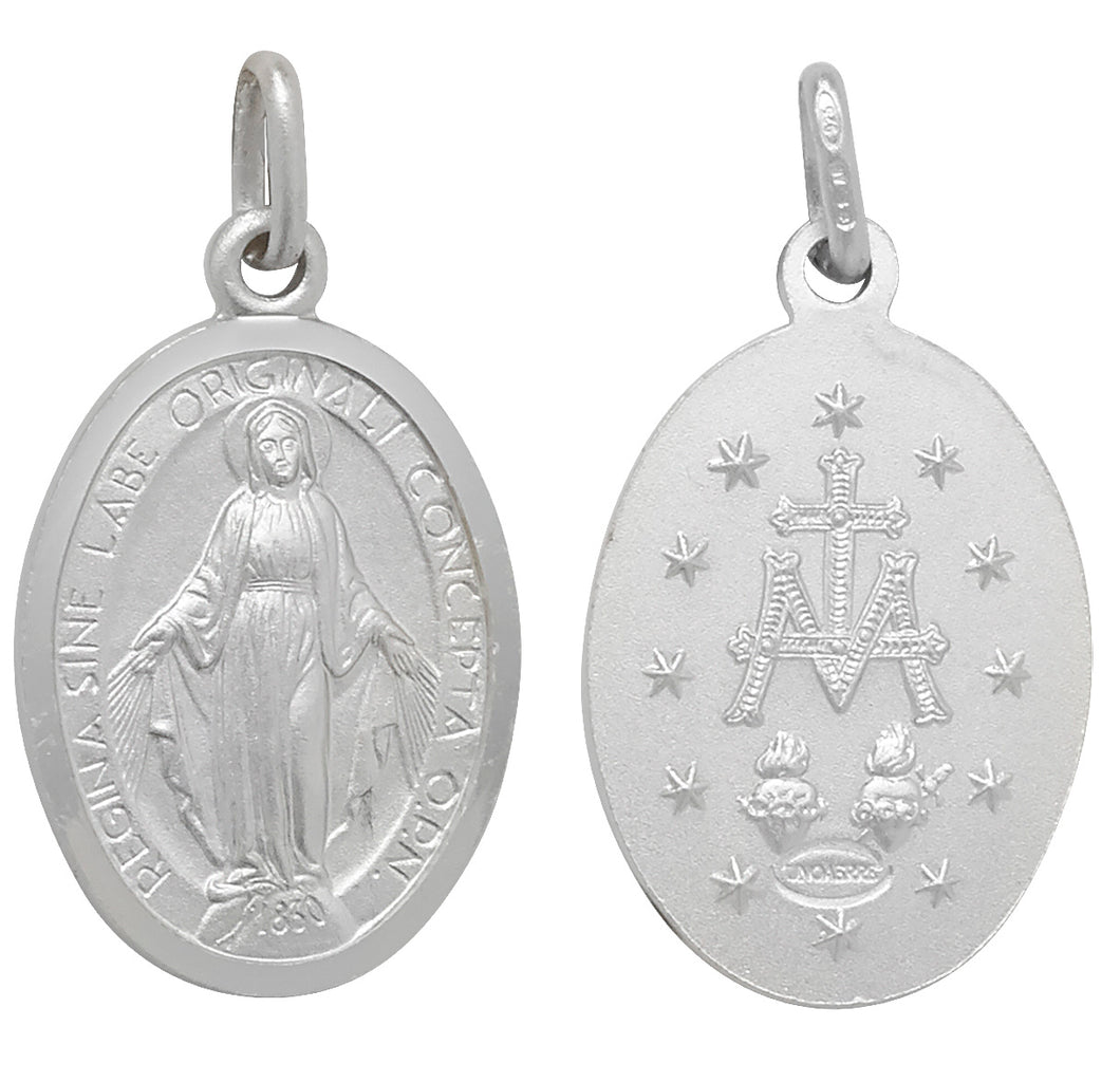 925 Sterling Silver Oval Madonna Pendant