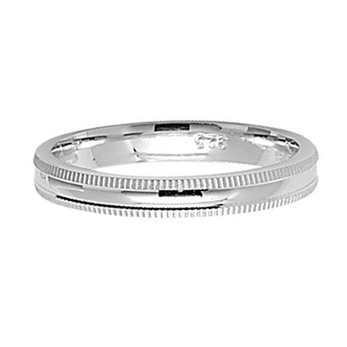 925 Sterling Silver Millgrain 3mm Wedding Band