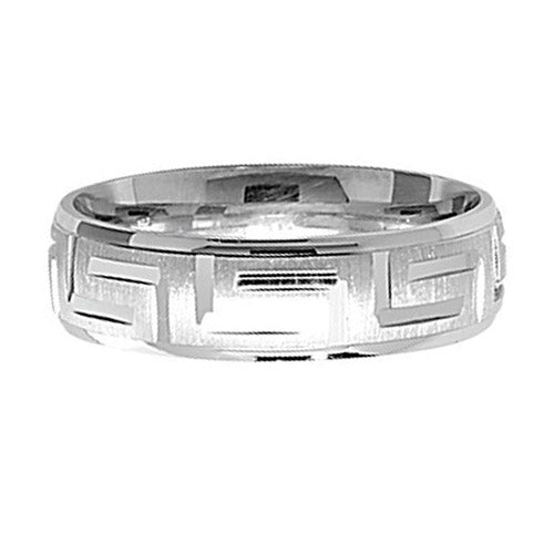 925 Sterling Silver 6mm Greek Design Wedding Band