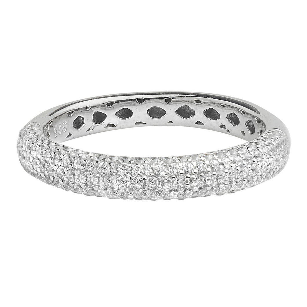 925 Sterling Silver Approx 4mm Cubic Zirconia Wedding Band