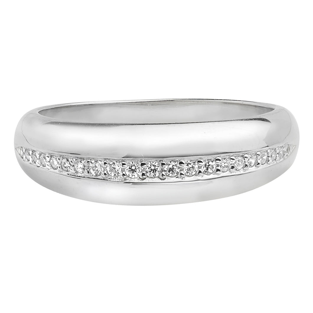 925 Sterling Silver 7mm Wedding Band With Single Row Graduating Cubic Zirconia's