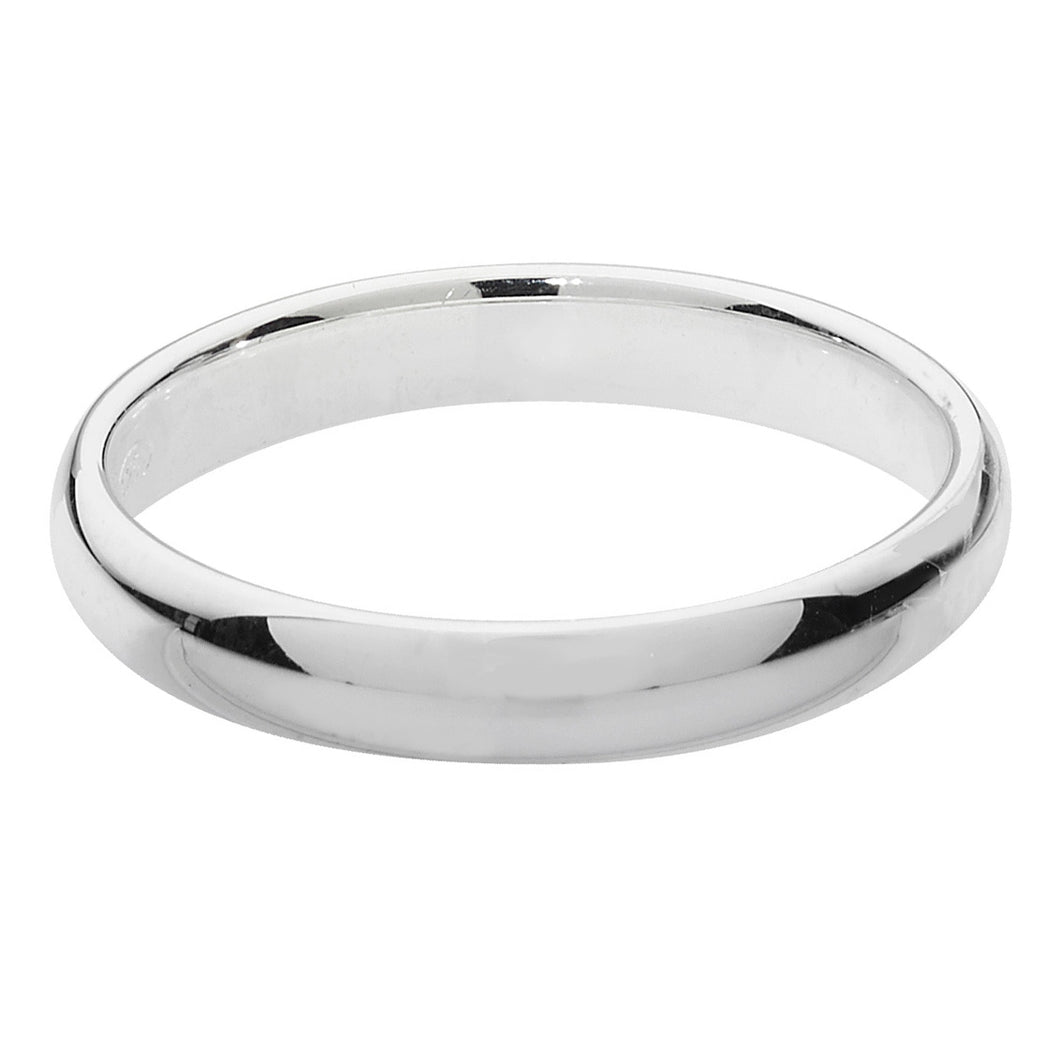 925 Sterling Silver Plain Traditional Court Shape 3mm Wedding Band