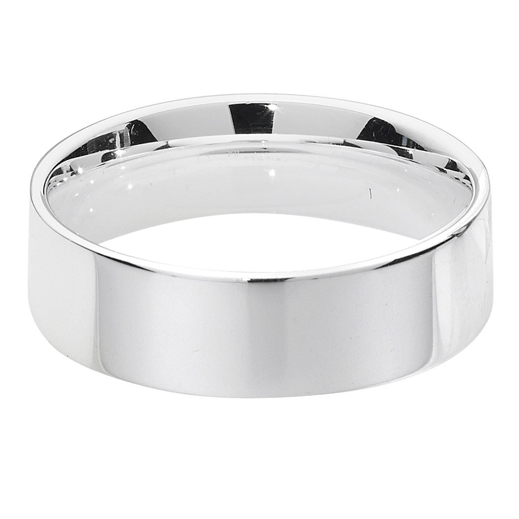 925 Sterling Silver Flat Court 6mm Wedding Band