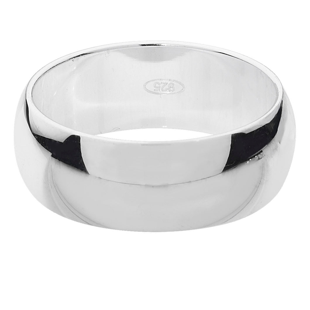 925 Sterling Silver Plain D Shape 7mm Wedding Band