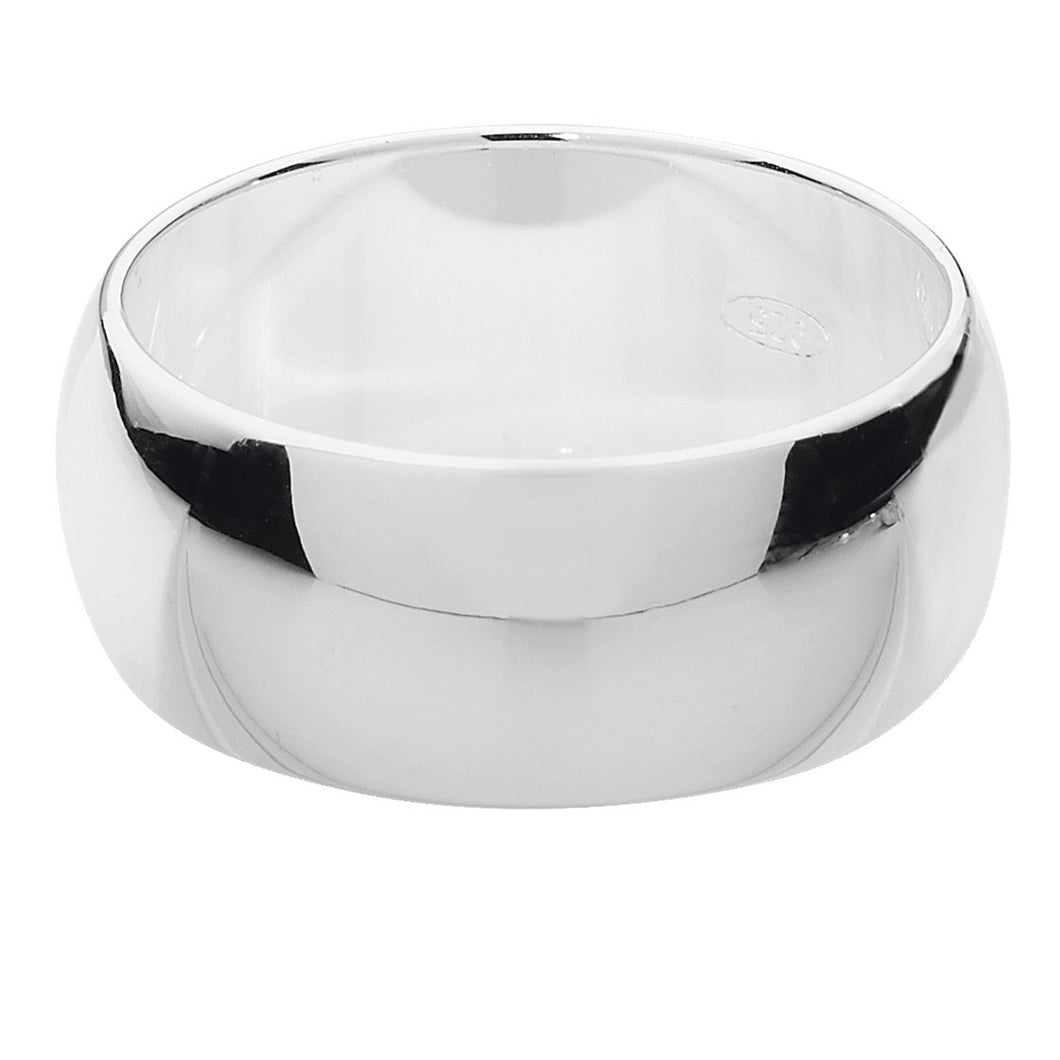 925 Sterling Silver Plain D Shape 8mm Wedding Band